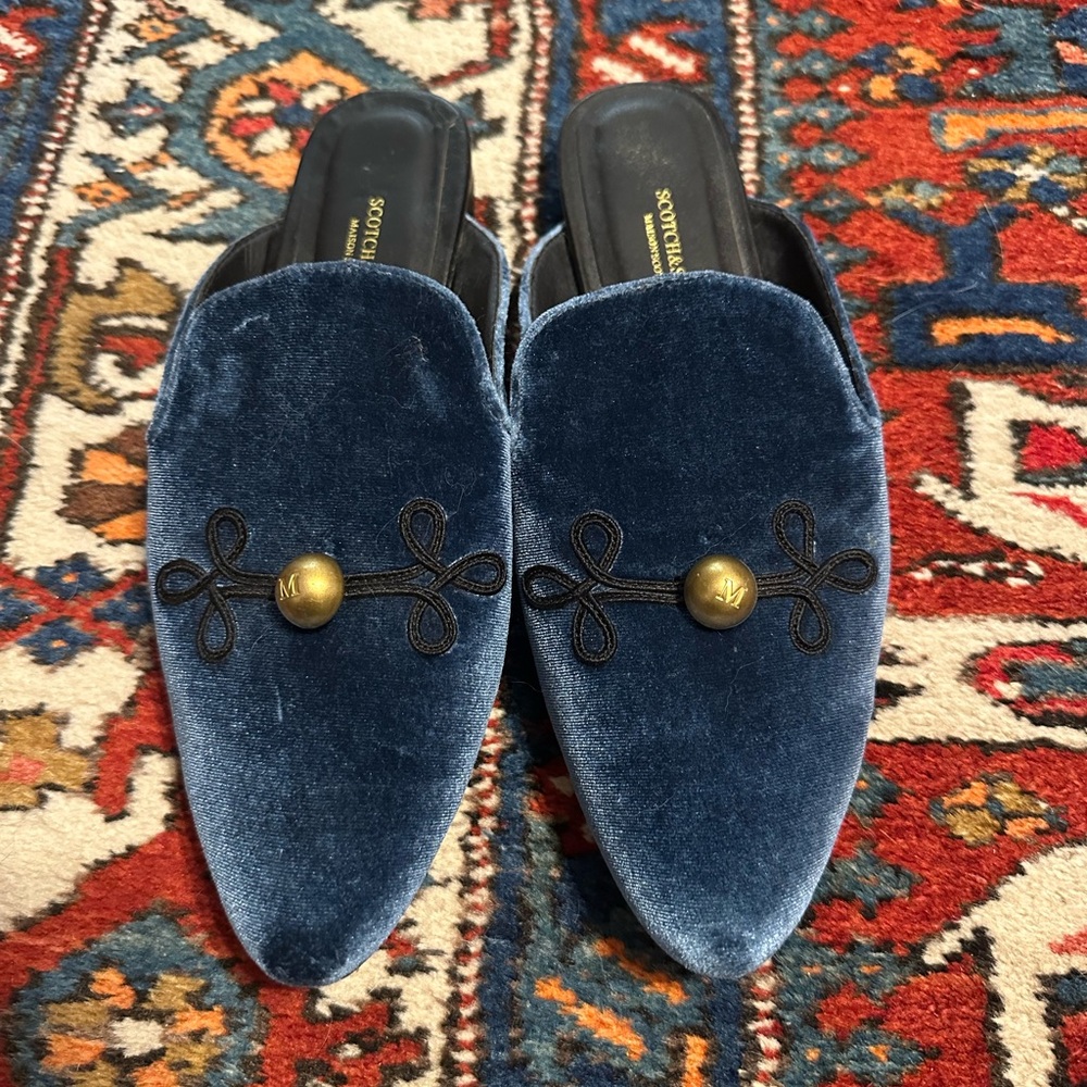 Scotch&soda Blue Velvet Women's Mules